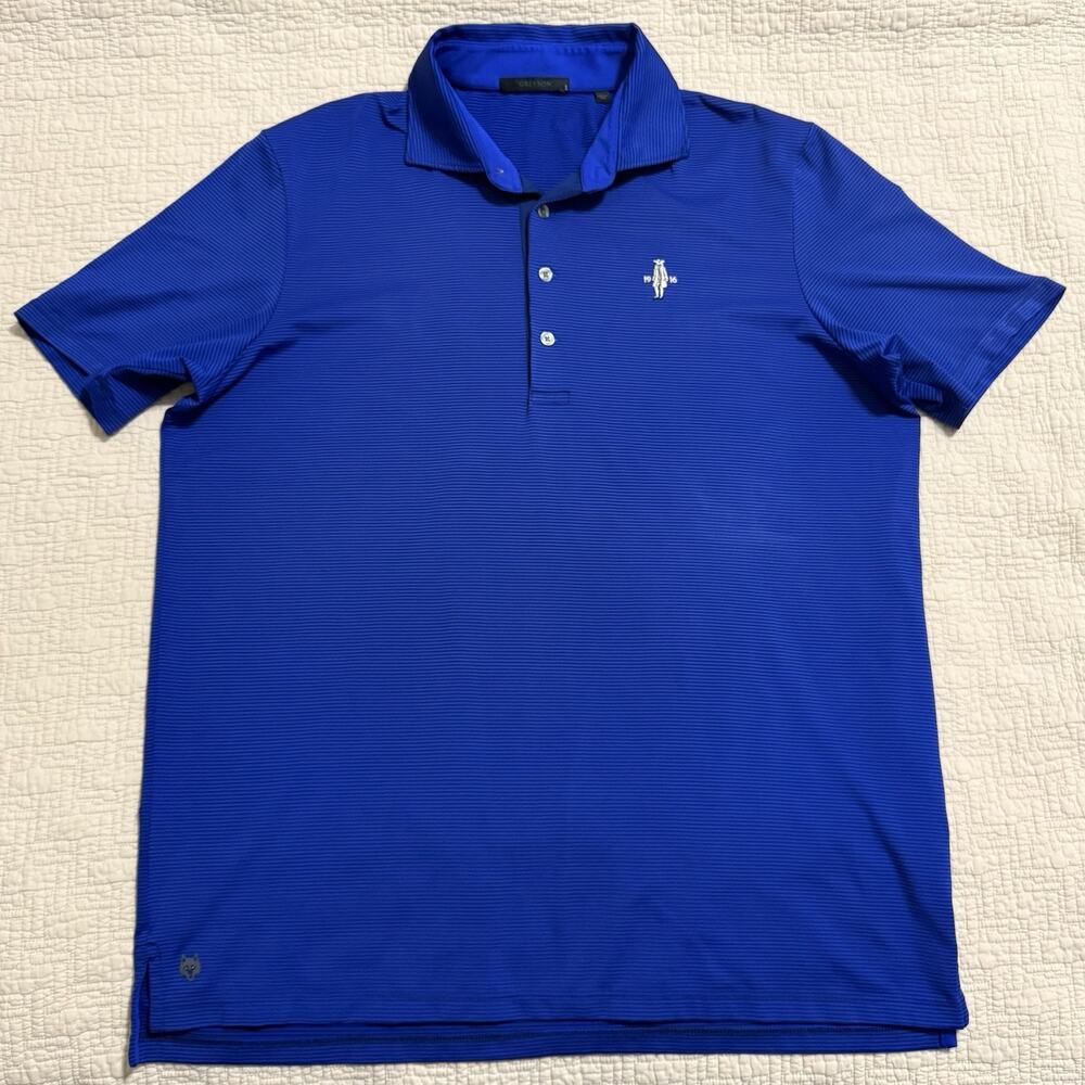 Greyson Blue Striped Polo Shirt Size Large